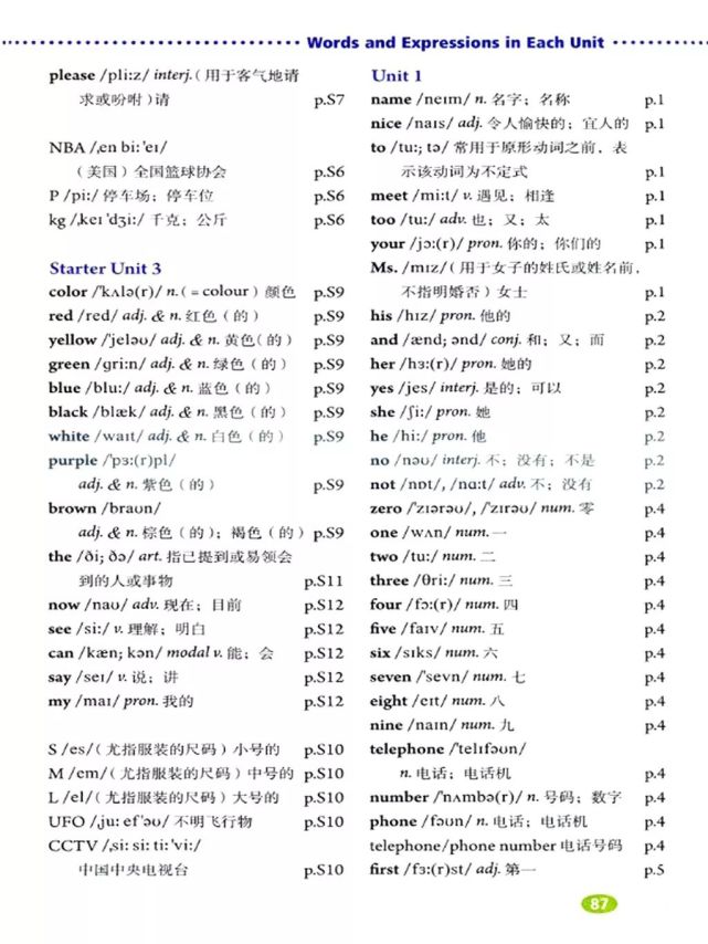 2019秋人教版七年级英语上册电子课本