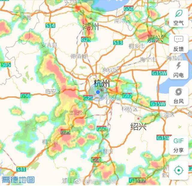 杭州狂风暴雨将来临 强对流云团从西北向东南