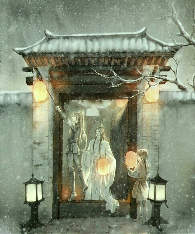 《魔道祖师》美图送上:图4义城组三人一起挂灯的画面真温馨!