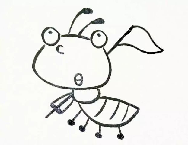 蚂蚁简笔画绘画教程,教你画一只可爱的小蚂蚁,萌萌哒!