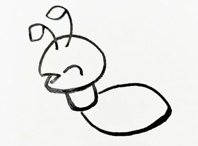 蚂蚁简笔画绘画教程,教你画一只可爱的小蚂蚁,萌萌哒!