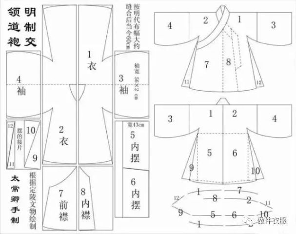 传统汉服的手工制作手法,详细的制图方法,收藏起来一起慢慢学习