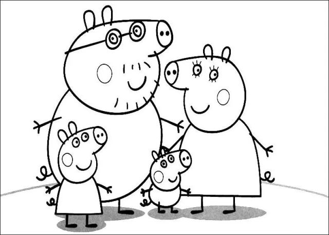 小猪佩奇高清儿童宝宝涂色填色画图片A4打印