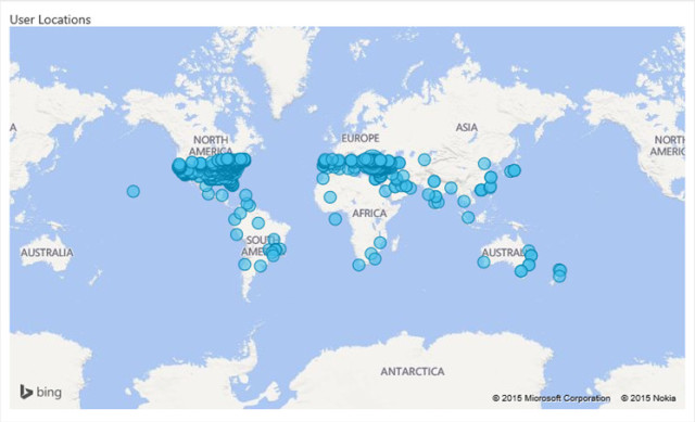 世界各地在“How-Old.net”上传图片的图表
