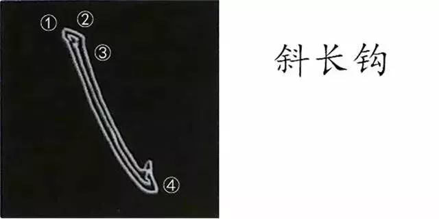 右弯钩——范字【先 光】自左上角逆锋起笔;2,折锋后向右下顿笔;转锋