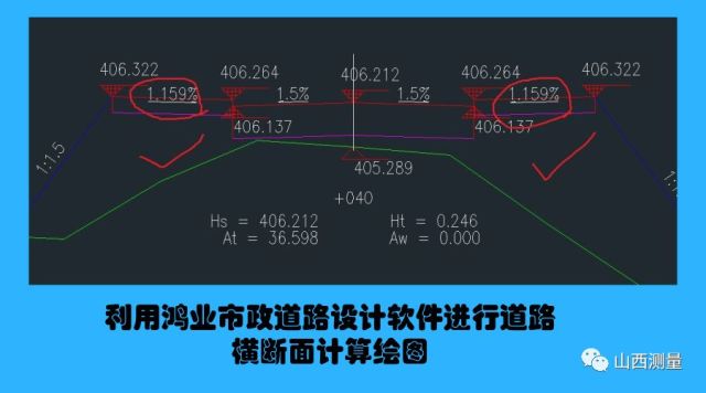 利用鸿业市政道路设计软件进行道路横断面计算绘图