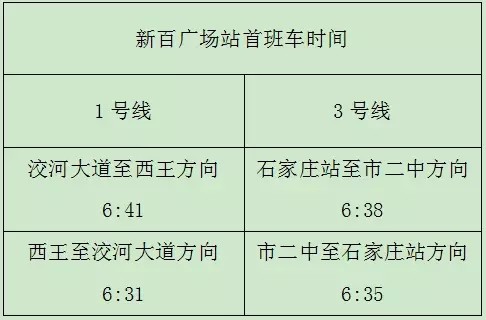 2018石家庄地铁运营时刻表