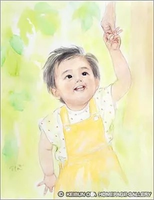 日本著名画家及插画家太田庆文的淡色水彩来描绘少女和儿童