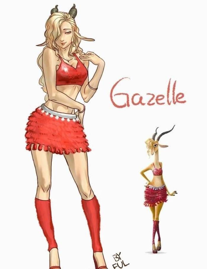 当疯狂动物城角色都拟人化后,夏奇羊明星范十足,朱迪英姿飒爽