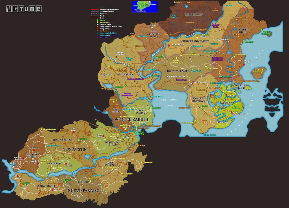 粉丝自制《荒野大镖客2》地图,与一代地图对比
