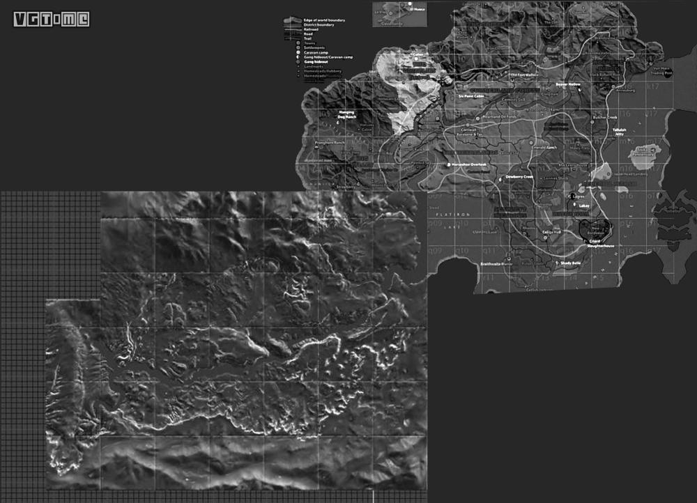 粉丝自制《荒野大镖客2》地图,与一代地图对比