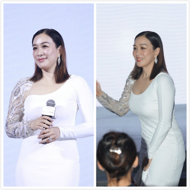 48岁钟丽缇贴身长裙凹曲线，皮肤白到发光，网友惊呼：还是少女