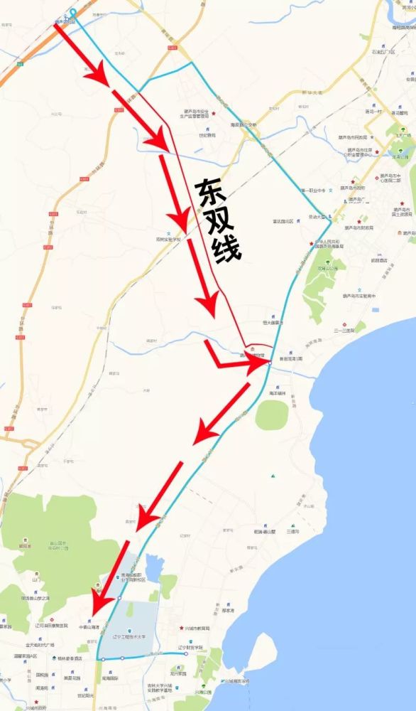 快3路公交线路始末站及途经站点分别为葫芦岛北站,月亮河,辽工大北门