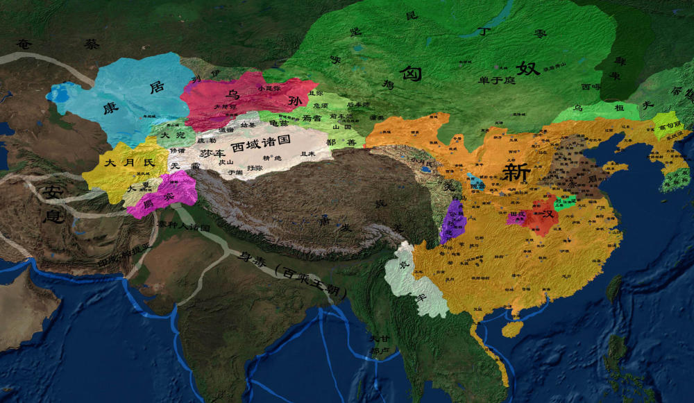 地图看历史,中国历朝简介,一目了然——5,新朝与东汉