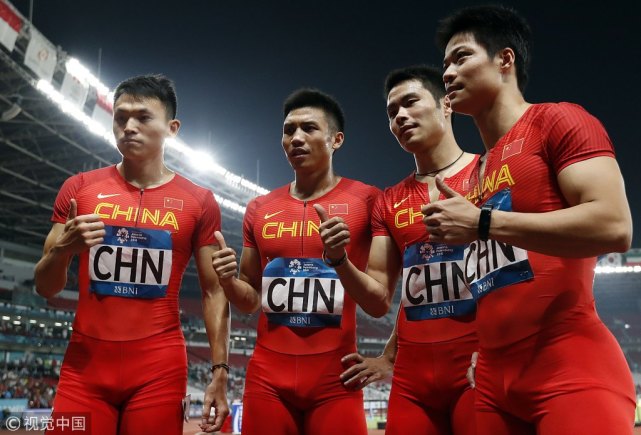 亚运男子4X100米接力苏炳添率中国摘铜 日本38秒16夺冠