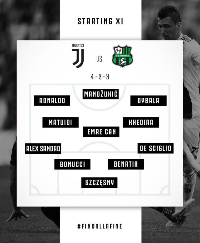 尤文VS萨索洛首发:C罗领衔新三叉戟 夏窗新援