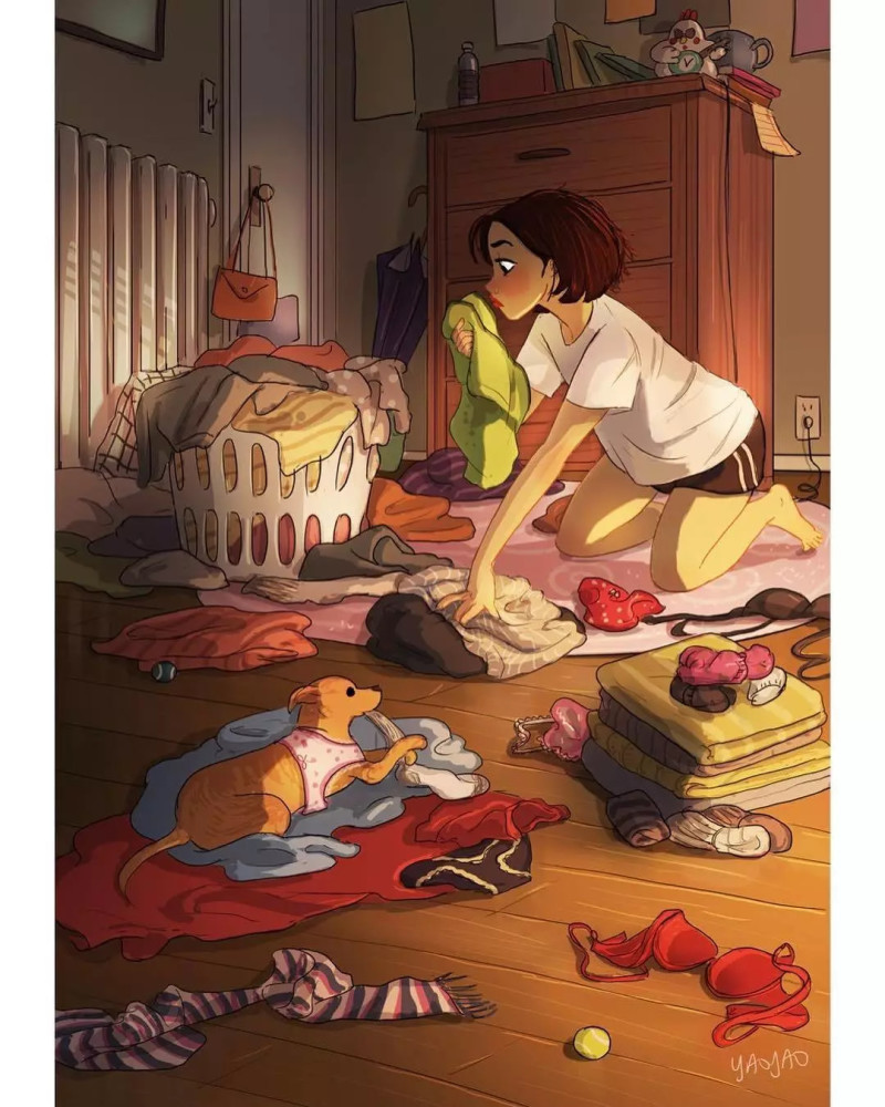 这位艺术家画出多少单身女生的日常,太扎心了