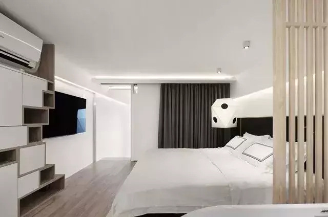 48平的长条形小户型loft，二楼放了个大浴缸，太羡慕了