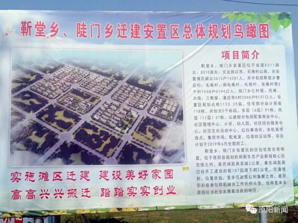 原阳靳堂乡,陡门乡迁建安置区总体规划鸟瞰图