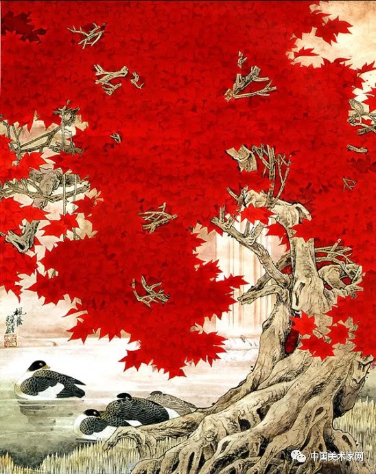 国画系列:秋天,红叶诉情深