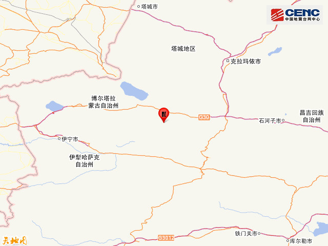 新疆塔城地区乌苏市发生4.3级地震
