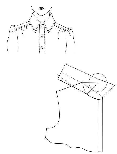 露肩式翻驳领 假设制图条件:   连领座衬衫领 假设制图条件