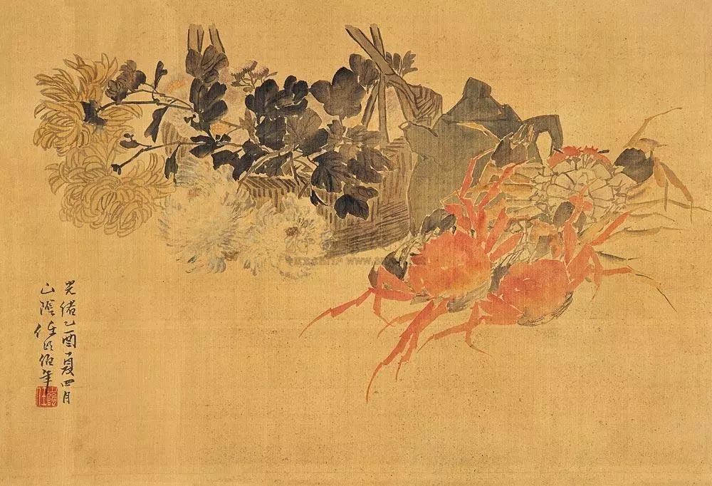 任伯年 《菊黄蟹肥》任伯年《蟹》任伯年 蟹丰子恺画蟹《秋饮黄花酒》