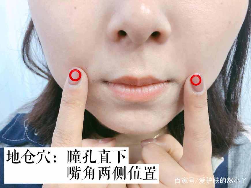 地仓穴:瞳孔直下,嘴角两侧的位置.