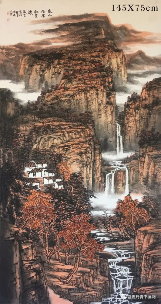 王依民《溪山无尽水长流》145x75cm