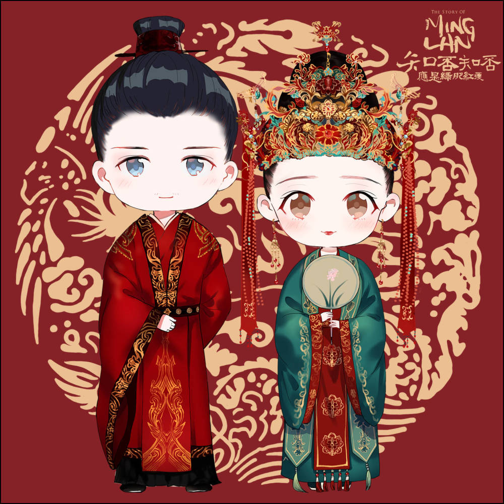 赵丽颖冯绍峰古装戏服曝光,卡通版结婚照配一