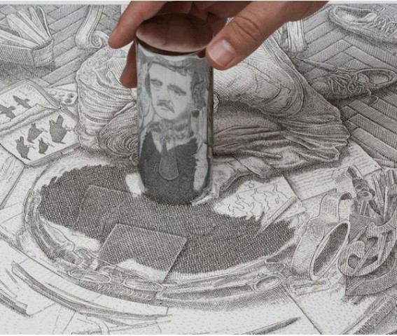 【圆筒镜艺术】这些画家搞了些奇奇怪怪的图,