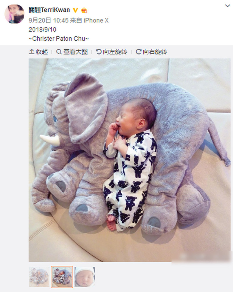 关颖晒儿女近照 Phi Phi一脸宠溺的和弟弟对视 画面很暖