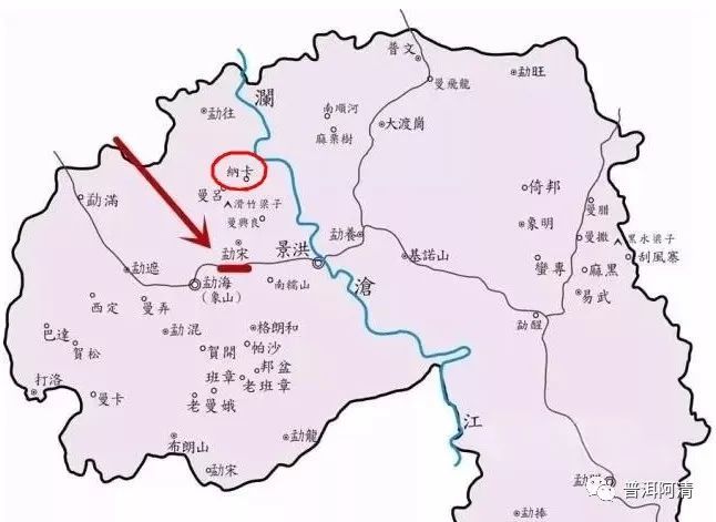 (图为云南茶山地图上那卡山的位置)