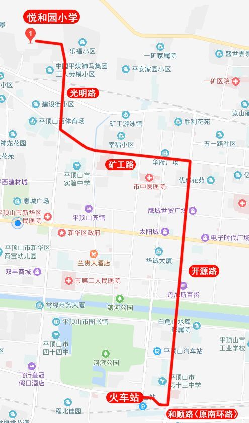 平顶山56路公交车明起试运行线路图看这儿