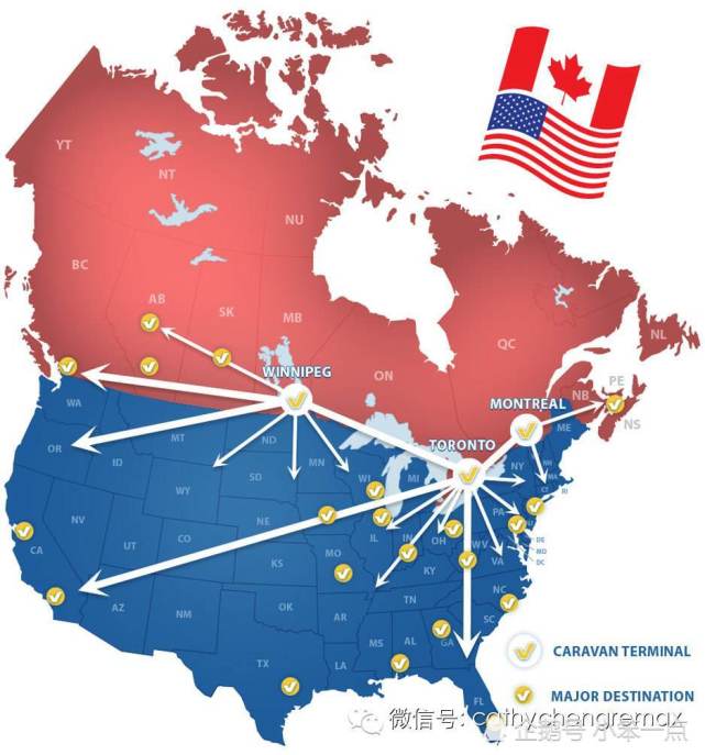美国和加拿大接壤地图