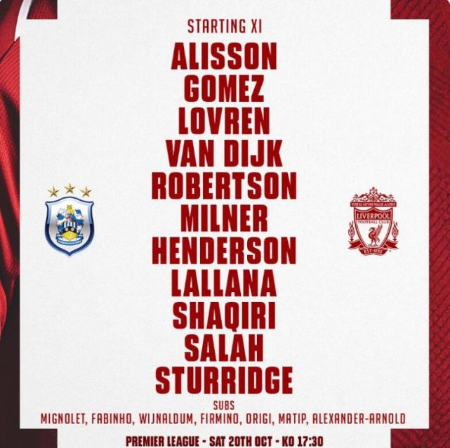 哈镇VS利物浦首发:萨拉赫领衔 拉拉纳出战
