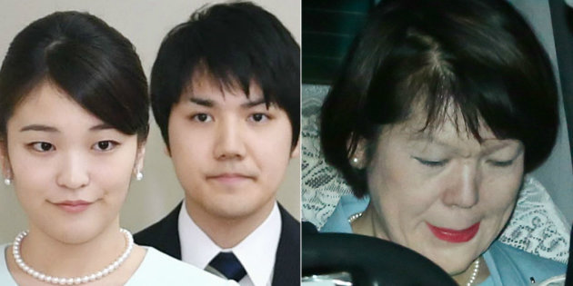 图右为小室圭的母亲对于分外看重"身家清白"的日本皇室来说,任何污点