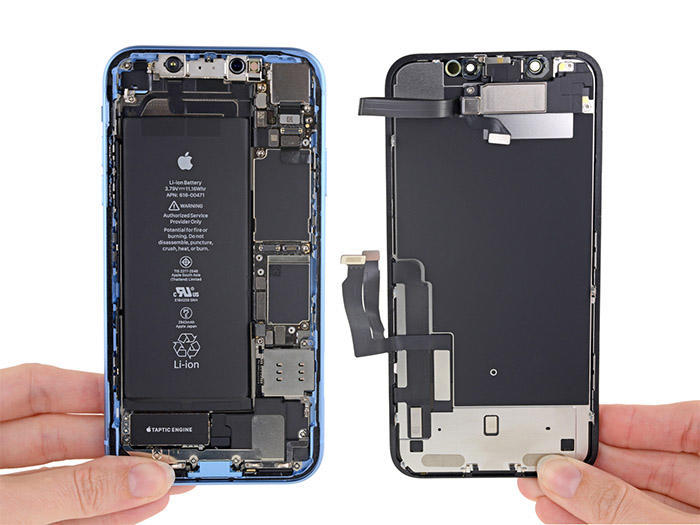 iphone xr拆解:独立sim卡槽,2945mah电池