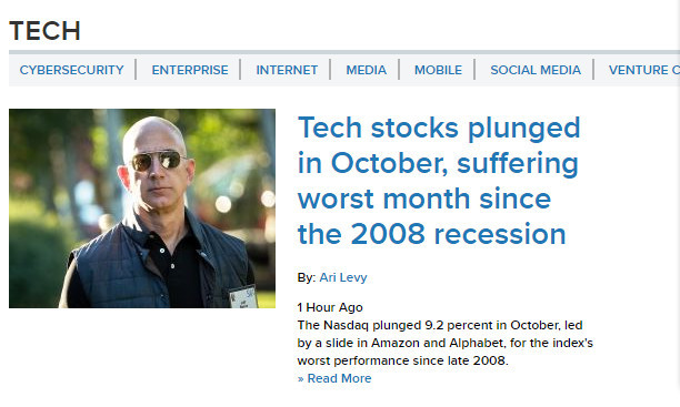 全球科技媒体头条| 美国科技股10月暴跌 创10年