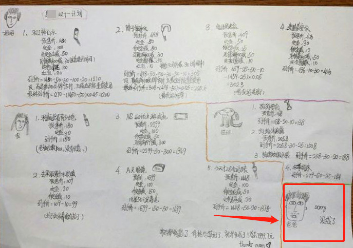 小学生双11购物小学走红,对于她的特殊芭,爸万莲招聘清单图片