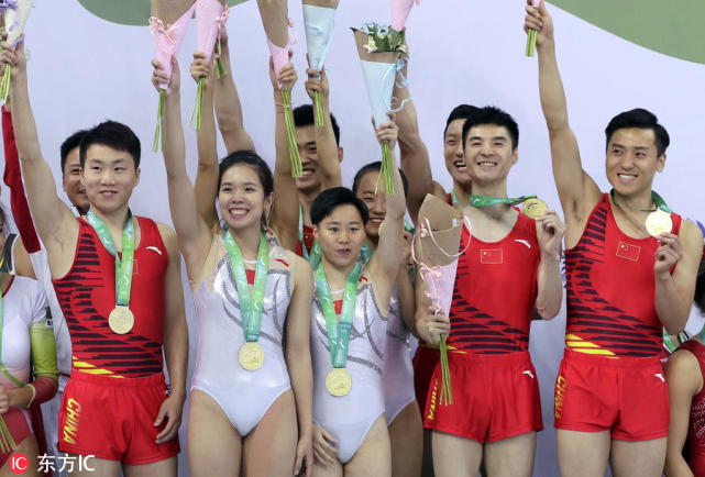 中国队夺首个蹦床世锦赛大团体冠军 俄罗斯队