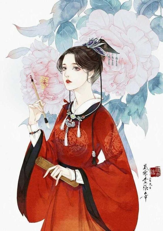 手绘古风绝代佳人壁纸:美人自古如名将,不许人间见白头