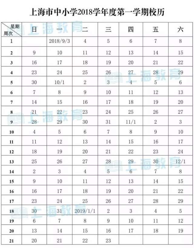 家长们 快把2019上海中小学开学放假时间记好