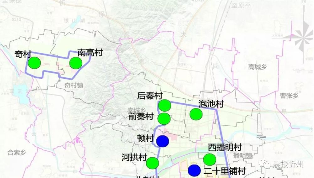 个是城外村,分别是:永茂庄,后播明村,前播明村,阳村,卢家窑村,南肖村