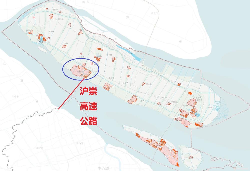 上海市崇明区城桥镇的瓶颈:沪崇高速公路和沪崇线市域铁路太遥远