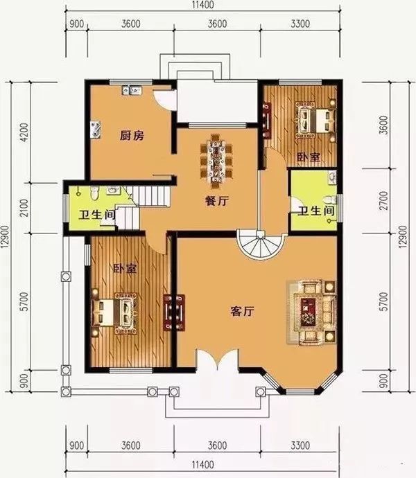 开间11米,进深13米农村自建房户型推荐,城里买不如回家盖!