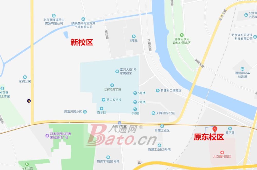 大致位置 据公告显示为北京物资学院附属学校建设.