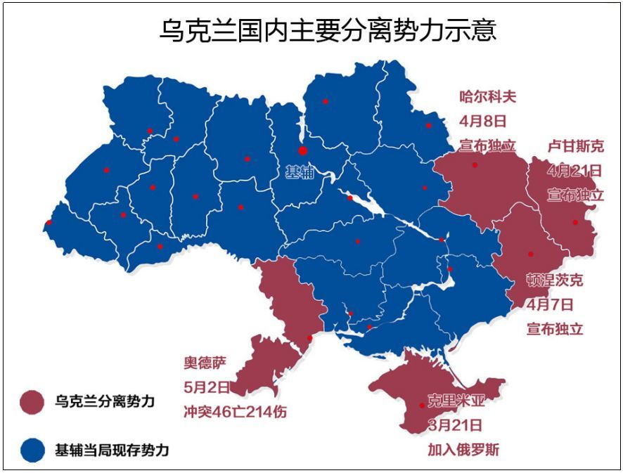 卢甘斯克 哈尔科夫和顿涅茨克三个州宣布独立,并请求加入俄罗斯.