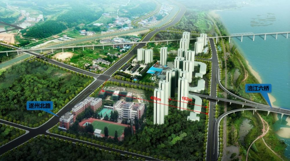 西侧效果图 涪江六桥的建设不仅将沟通市城区东西两岸助力城市发展