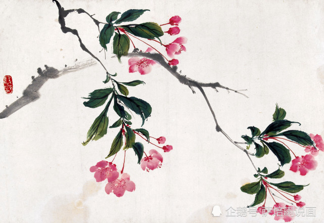 近现代 江寒汀 海棠